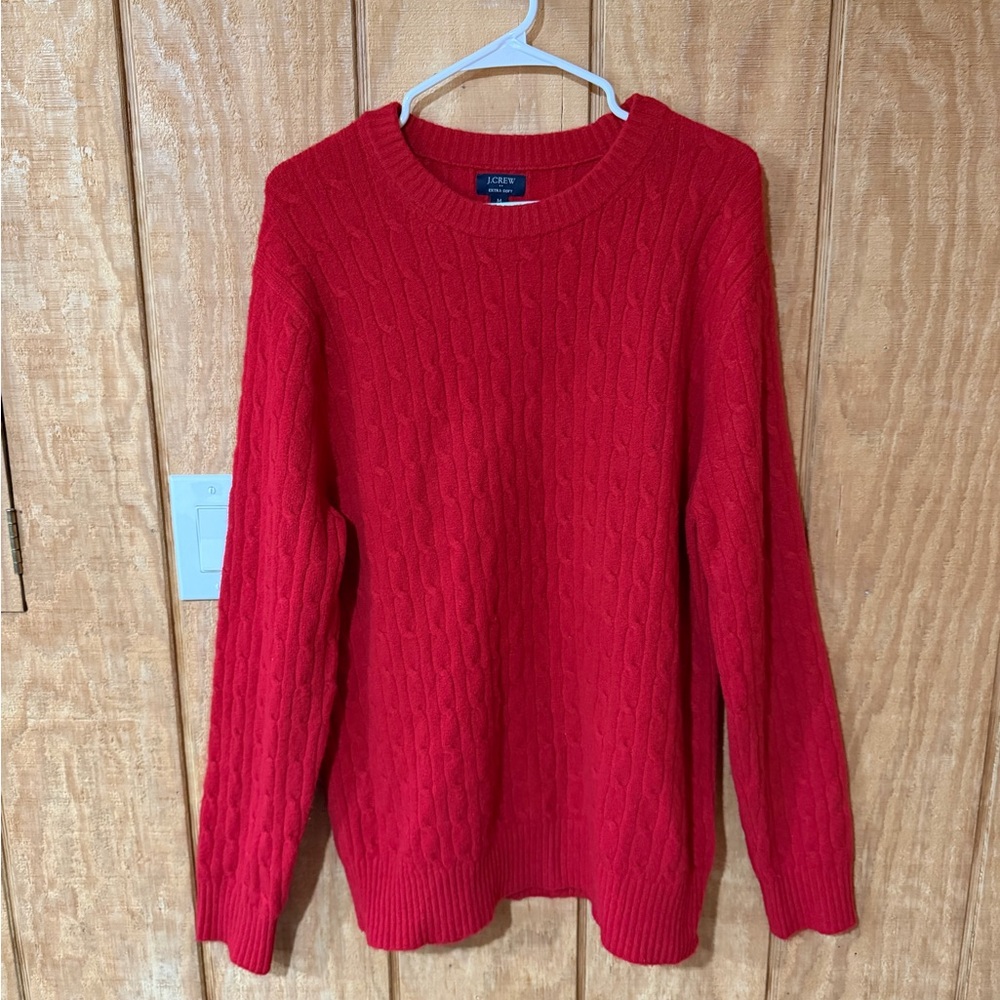 Women’s J .Crew Super Soft Red Cable Knit Sweater - Picture 2 of 5